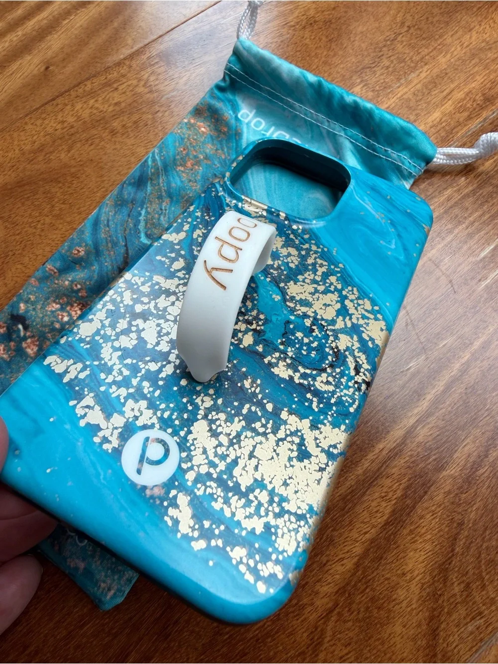 13 Pro Loopy Case Teal Marble Phone Case with Gold Flecks-Jasper.